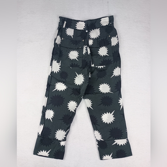 Diesel High Waist Cuff Crop Pant In Charcoal/Black/White Combo Size 27 - Picture 3 of 6